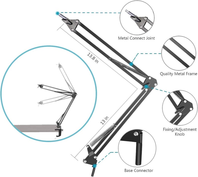 SUNMON Blue Yeti Microphone Boom Arm Stand with Pop Filter, Compatible with Blue Yeti Mic - Image 3